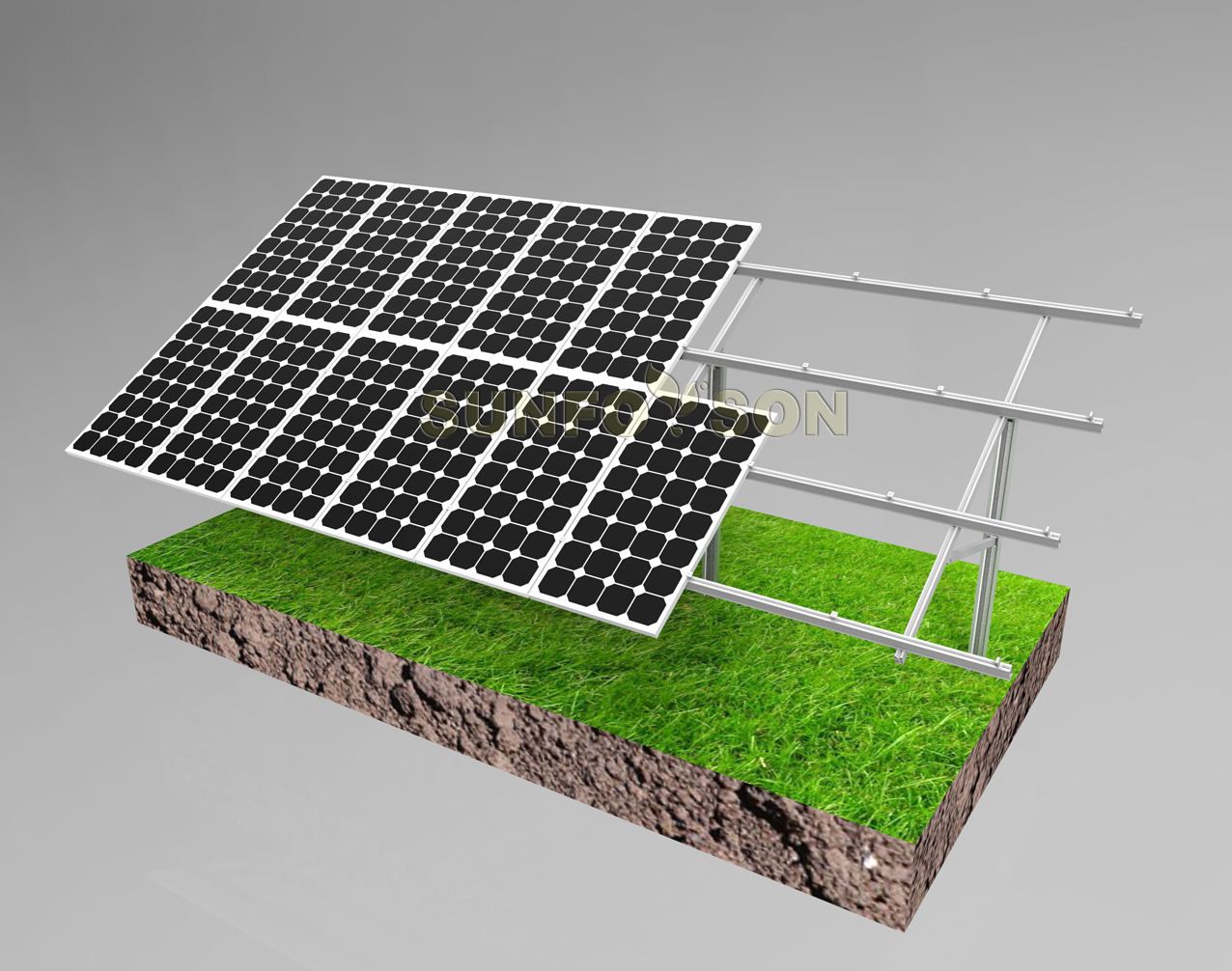 Sistema de montaje en el suelo del panel solar sunforson con soporte de pila-- sfs-gm-04