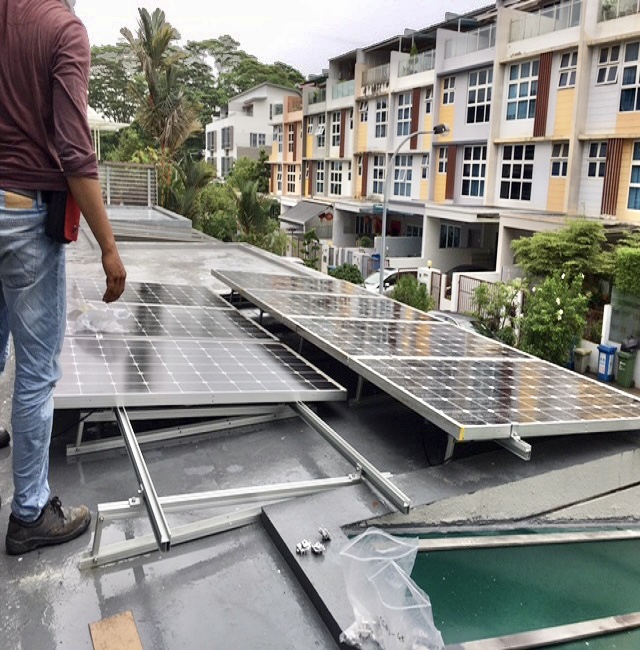 el proyecto de montaje de techo plano solar de singapur ha terminado la instalación