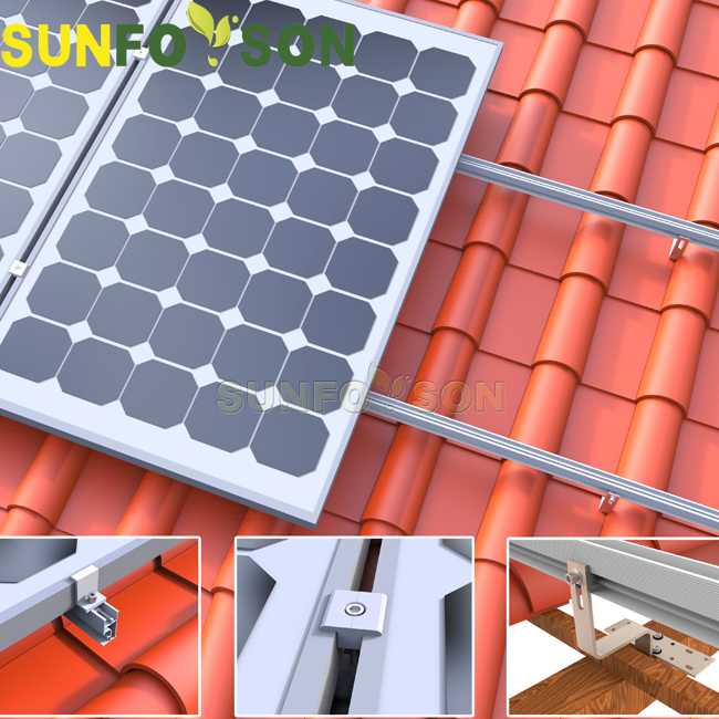 proyecto de soporte solar para techo de tejas sunforson en mexico